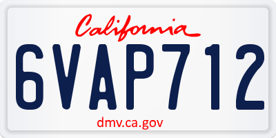 CA license plate 6VAP712