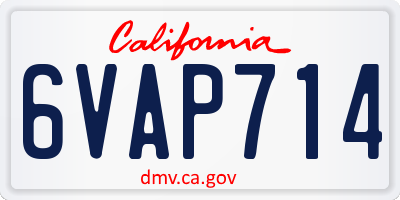 CA license plate 6VAP714