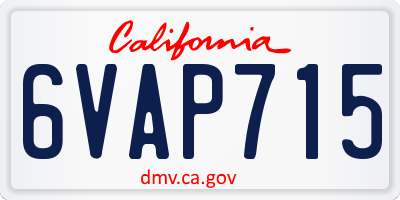 CA license plate 6VAP715
