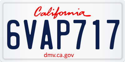 CA license plate 6VAP717