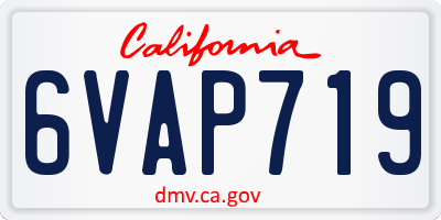 CA license plate 6VAP719
