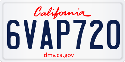 CA license plate 6VAP720