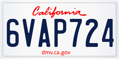CA license plate 6VAP724