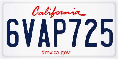 CA license plate 6VAP725