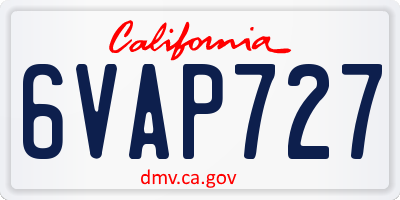 CA license plate 6VAP727
