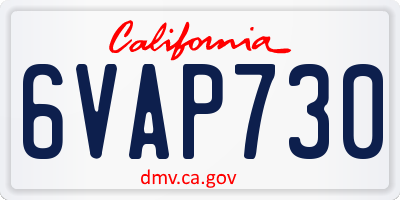 CA license plate 6VAP730