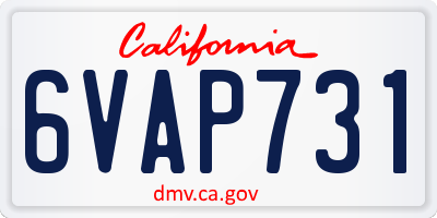 CA license plate 6VAP731