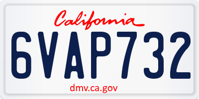 CA license plate 6VAP732