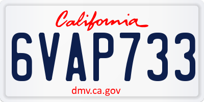 CA license plate 6VAP733