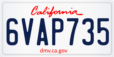 CA license plate 6VAP735