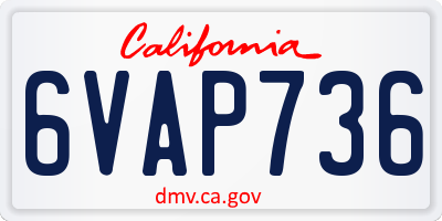 CA license plate 6VAP736