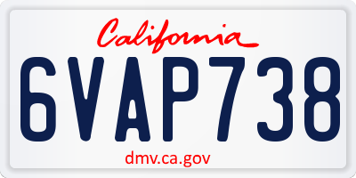 CA license plate 6VAP738