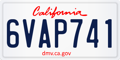 CA license plate 6VAP741