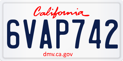 CA license plate 6VAP742
