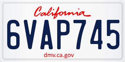 CA license plate 6VAP745