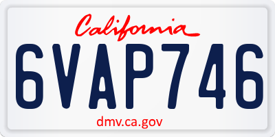CA license plate 6VAP746
