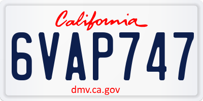 CA license plate 6VAP747
