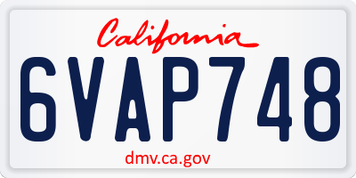 CA license plate 6VAP748