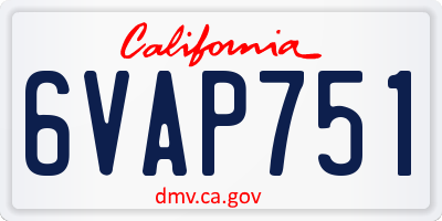 CA license plate 6VAP751