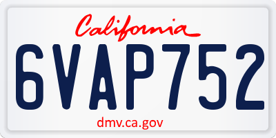 CA license plate 6VAP752