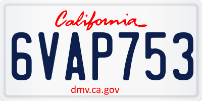 CA license plate 6VAP753