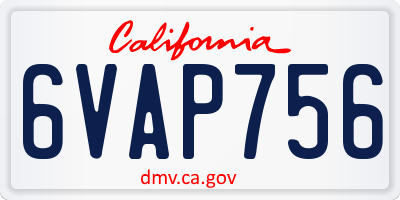 CA license plate 6VAP756