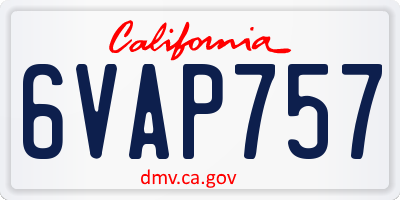 CA license plate 6VAP757