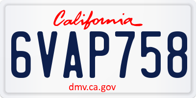 CA license plate 6VAP758