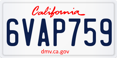CA license plate 6VAP759