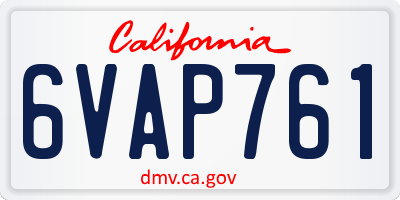 CA license plate 6VAP761
