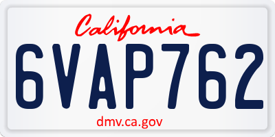 CA license plate 6VAP762