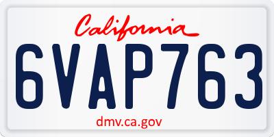 CA license plate 6VAP763