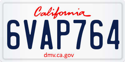 CA license plate 6VAP764