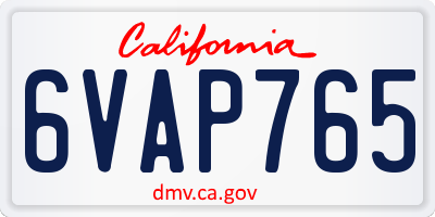 CA license plate 6VAP765