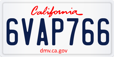 CA license plate 6VAP766