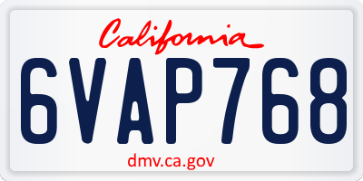CA license plate 6VAP768