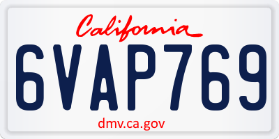 CA license plate 6VAP769