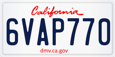 CA license plate 6VAP770