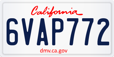 CA license plate 6VAP772