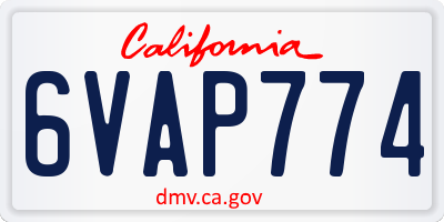 CA license plate 6VAP774