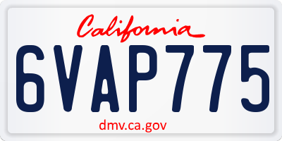 CA license plate 6VAP775