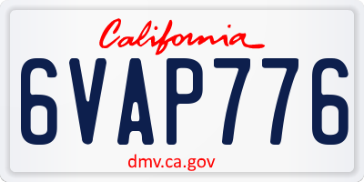 CA license plate 6VAP776
