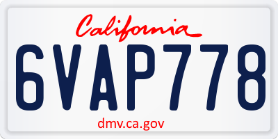 CA license plate 6VAP778