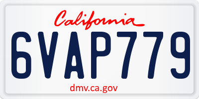 CA license plate 6VAP779