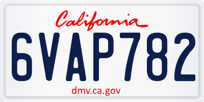 CA license plate 6VAP782