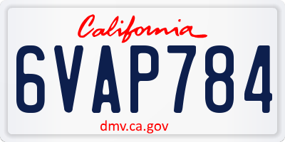 CA license plate 6VAP784