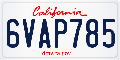 CA license plate 6VAP785
