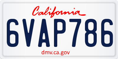 CA license plate 6VAP786