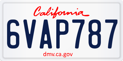 CA license plate 6VAP787