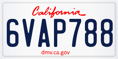 CA license plate 6VAP788